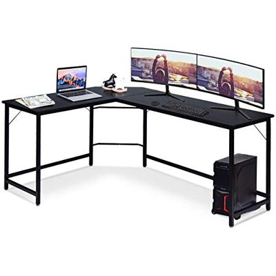 COSTWAY Bureau d'angle en L avec Support PC Central, Poste de Travail Industriel Bureau Informatique Cadre en Fer, Table d'Ordianteaur pour Bureau, Salon, 168 x 125 x 74 cm(Noir) - Publicité COSTWAY Bureau d'angle en L avec Support PC Central, Poste de Travail Industriel Bureau Informatique Cadre en Fer, Table d'Ordianteaur pour Bureau, Salon, 168 x 125 x 74 cm(Noir) - Publicité