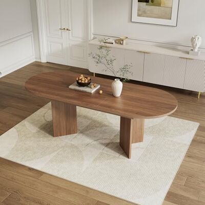 Merax Table à manger extensible 120/160 x 80 cm, avec plateau de 18 mm, coins arrondis, table pliante peu encombrante pour salle à manger et cuisine, couleur bois foncé - Publicité Merax Table à manger extensible 120/160 x 80 cm, avec plateau de 18 mm, coins arrondis, table pliante peu encombrante pour salle à manger et cuisine, couleur bois foncé - Publicité