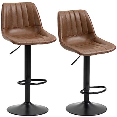 HOMCOM - Tabouret de bar - PU marron - 59-79 cm - Tabouret - Publicité HOMCOM - Tabouret de bar - PU marron - 59-79 cm - Tabouret - Publicité