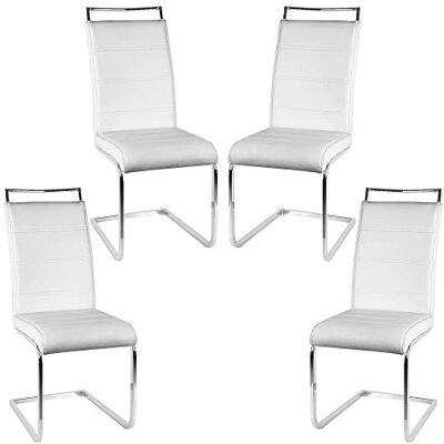LANTUS Lot de 4 chaises de Salle à Manger ou Cuisine avec Assise rembourrée et piètement chromé,Chaise Cantilever Lot de4 chaises, testé par SGS(4 cellules (Blanc), 4PC) - Publicité LANTUS Lot de 4 chaises de Salle à Manger ou Cuisine avec Assise rembourrée et piètement chromé,Chaise Cantilever Lot de4 chaises, testé par SGS(4 cellules (Blanc), 4PC) - Publicité