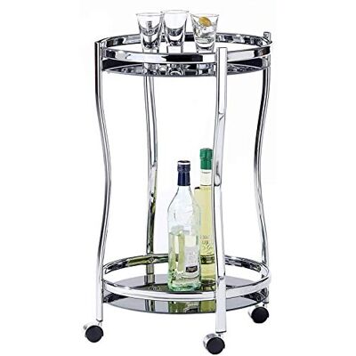 IDIMEX Chariot de Service Vega Table d'appoint Ronde sur roulettes Chariot à thé et Boisson en métal chromé, avec 2 étagères en Verre trempé Noir - Publicité IDIMEX Chariot de Service Vega Table d'appoint Ronde sur roulettes Chariot à thé et Boisson en métal chromé, avec 2 étagères en Verre trempé Noir - Publicité