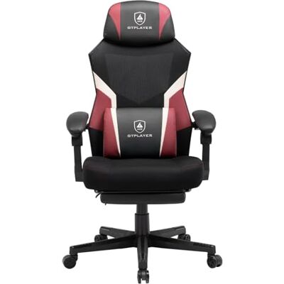 GTPLAYER Chaise de gaming avec repose-pieds Chaise de bureau ergonomique avec dossier en maille Chaise de bureau en tissu pour la maison et le bureau Rouge - Publicité GTPLAYER Chaise de gaming avec repose-pieds Chaise de bureau ergonomique avec dossier en maille Chaise de bureau en tissu pour la maison et le bureau Rouge - Publicité