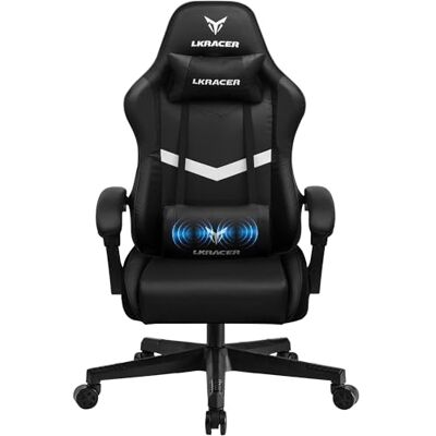 GTPLAYER Chaise de Gaming Chaise de Bureau Siège de Gaming massant Chaise Ergonomique pour Gamer, avec Appui-tête Coussin de Massage Lombaire Fauteuil pivotant, Supporte 150 kg - Publicité GTPLAYER Chaise de Gaming Chaise de Bureau Siège de Gaming massant Chaise Ergonomique pour Gamer, avec Appui-tête Coussin de Massage Lombaire Fauteuil pivotant, Supporte 150 kg - Publicité