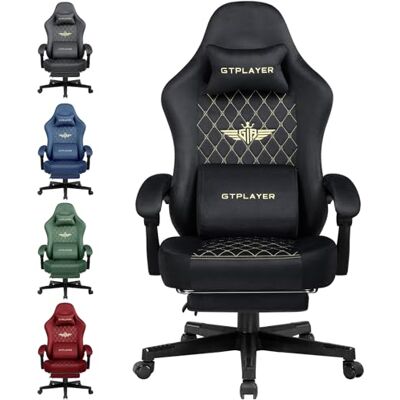GTPLAYER Fauteuil Gaming Tissu Ergonomique Chaise de Bureau PC, 150 kg, RéGlable et Pivotante avec Coussin D'Assise à Ressorts et Repose-Pieds, Noir - Publicité GTPLAYER Fauteuil Gaming Tissu Ergonomique Chaise de Bureau PC, 150 kg, RéGlable et Pivotante avec Coussin D'Assise à Ressorts et Repose-Pieds, Noir - Publicité