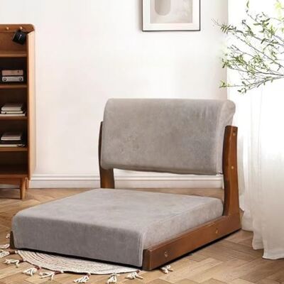 mwpqbd Chaise de lit siège de Tatami Style Japonais Baie vitrée en Bois Massif Chaise sans Jambes Dossier Tabouret (Tissu technologique Respirant Gris fumé + Chaise en Noyer) - Publicité mwpqbd Chaise de lit siège de Tatami Style Japonais Baie vitrée en Bois Massif Chaise sans Jambes Dossier Tabouret (Tissu technologique Respirant Gris fumé + Chaise en Noyer) - Publicité