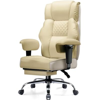 GTPLAYER Chaise de gaming large avec ressort de poche, ergonomique, en PC, réglable et pivotante, avec repose-pieds, en cuir synthétique, 180 kg, ivoire - Publicité GTPLAYER Chaise de gaming large avec ressort de poche, ergonomique, en PC, réglable et pivotante, avec repose-pieds, en cuir synthétique, 180 kg, ivoire - Publicité
