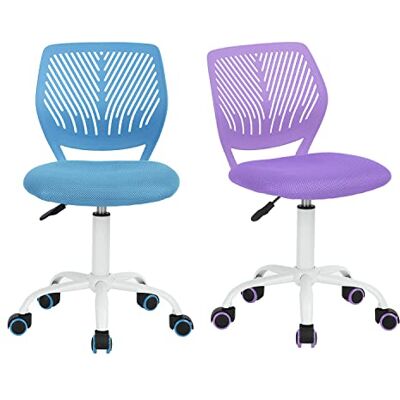 FurnitureR 2pcs Home Office Chair, Ergonomic Adjustable Height Swivel Rolling, Chaise D'ordinateur pour la Maison Le Bureau et L'étude, Metal, Blue Purple, 38,5CM x40CM x75-87CM - Publicité FurnitureR 2pcs Home Office Chair, Ergonomic Adjustable Height Swivel Rolling, Chaise D'ordinateur pour la Maison Le Bureau et L'étude, Metal, Blue Purple, 38,5CM x40CM x75-87CM - Publicité