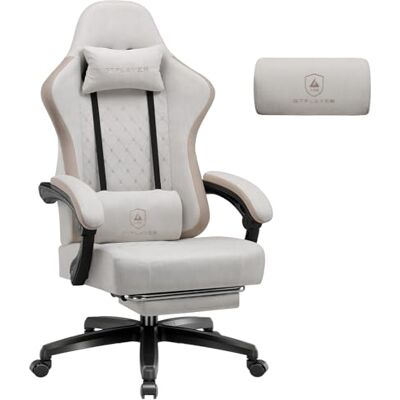 GTPLAYER Chaise de Gaming en Tissu avec Coussin à Ressorts ensachés Ergonomique Pivotante avec Repose-Pieds Charge maximale : 150 kg Beige - Publicité GTPLAYER Chaise de Gaming en Tissu avec Coussin à Ressorts ensachés Ergonomique Pivotante avec Repose-Pieds Charge maximale : 150 kg Beige - Publicité