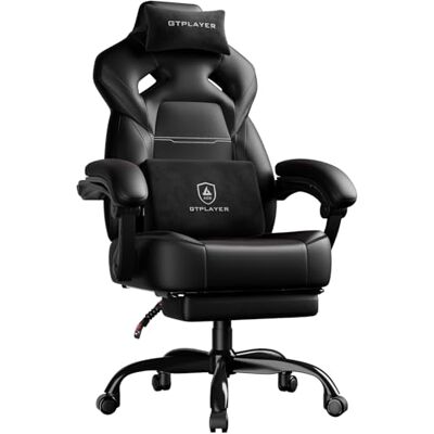 GTPLAYER Chaise Gaming avec Repose-Pieds, réglable en Hauteur, accoudoirs réglables, Repose-Pieds intégré, Fauteuil Gaming pour jusqu'à 200 kg, pivotant à 360°, Noir. Publicité GTPLAYER Chaise Gaming avec Repose-Pieds, réglable en Hauteur, accoudoirs réglables, Repose-Pieds intégré, Fauteuil Gaming pour jusqu'à 200 kg, pivotant à 360°, Noir. Publicité