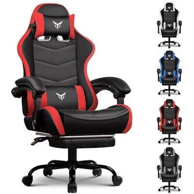 GTPLAYER Chaise Gaming Ergonomique,Chaise Bureau avec Repose-Pieds,Appui-tête et Soutien Lombaire Réglables,Fauteuil de Bureau,Hauteur Réglable,Rouge - Publicité GTPLAYER Chaise Gaming Ergonomique,Chaise Bureau avec Repose-Pieds,Appui-tête et Soutien Lombaire Réglables,Fauteuil de Bureau,Hauteur Réglable,Rouge - Publicité
