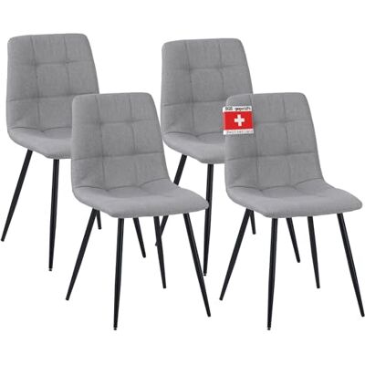 Albatros Bora Lot de 4 chaises de salle à manger rembourrées avec housse en tissu Grises Design vintage élégant Charge maximale : 110 kg Pour cuisine, salle à manger ou table à manger - Publicité Albatros Bora Lot de 4 chaises de salle à manger rembourrées avec housse en tissu Grises Design vintage élégant Charge maximale : 110 kg Pour cuisine, salle à manger ou table à manger - Publicité