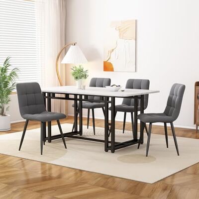 Merax Table à manger rectangulaire 120 x 70 cm, pour 4 à 6 personnes, cadre en métal, pieds noirs, convient pour restaurant, salon, cuisine, salon, blanc/noir - Publicité Merax Table à manger rectangulaire 120 x 70 cm, pour 4 à 6 personnes, cadre en métal, pieds noirs, convient pour restaurant, salon, cuisine, salon, blanc/noir - Publicité