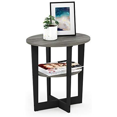 Furinno Table d'Appoint en Bois 1 Pièce Chêne Français Gris/Noir - Publicité Furinno Table d'Appoint en Bois 1 Pièce Chêne Français Gris/Noir - Publicité