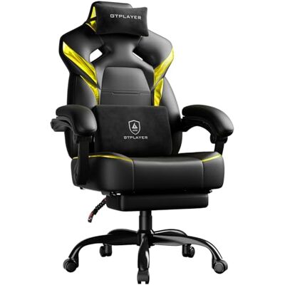 GTPLAYER Chaise Gaming avec Repose-Pieds, réglable en Hauteur, accoudoirs réglables, Repose-Pieds intégré, Fauteuil Gaming pour jusqu'à 200 kg, pivotant à 360°, Jaune. Publicité GTPLAYER Chaise Gaming avec Repose-Pieds, réglable en Hauteur, accoudoirs réglables, Repose-Pieds intégré, Fauteuil Gaming pour jusqu'à 200 kg, pivotant à 360°, Jaune. Publicité