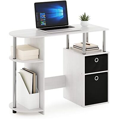 Furinno Jaya Bureau d'Étude Simpliste avec Tiroirs pour Bacs, Chêne Blanc/Acier Inoxydable/Noir - Publicité Furinno Jaya Bureau d'Étude Simpliste avec Tiroirs pour Bacs, Chêne Blanc/Acier Inoxydable/Noir - Publicité