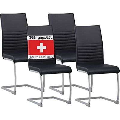 Albatros Chaise Cantilever Murano Lot de 4 chaises, Noir, testé par SGS - Publicité Albatros Chaise Cantilever Murano Lot de 4 chaises, Noir, testé par SGS - Publicité