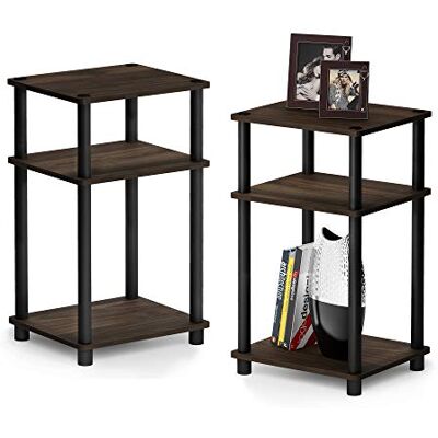 Furinno Juste Turn-N-Tube Table D'appoint à 3 Niveaux, paquet de 2, Noyer Columbia - Publicité Furinno Juste Turn-N-Tube Table D'appoint à 3 Niveaux, paquet de 2, Noyer Columbia - Publicité