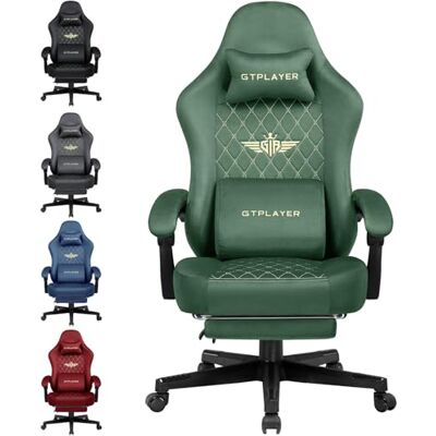 GTPLAYER Chaise de Gaming Ergonomique en Tissu Charge maximale : 150 kg Réglable et rotative avec Coussin d'assise à Ressort et Repose-Pieds Vert - Publicité GTPLAYER Chaise de Gaming Ergonomique en Tissu Charge maximale : 150 kg Réglable et rotative avec Coussin d'assise à Ressort et Repose-Pieds Vert - Publicité