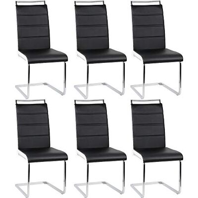 LANTUS Lot de 6 chaises de Salle à Manger ou Cuisine avec Assise rembourrée et piètement chromé,Chaise Cantilever Lot de 6 chaises, testé par SGS(4 grilles (Noir + Blanc), 6PC) - Publicité LANTUS Lot de 6 chaises de Salle à Manger ou Cuisine avec Assise rembourrée et piètement chromé,Chaise Cantilever Lot de 6 chaises, testé par SGS(4 grilles (Noir + Blanc), 6PC) - Publicité