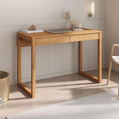 IDIMEX Bureau en Bois avec 2 tiroirs Noah, Design scandinave, en pin Massif Coloris Naturel - Publicité IDIMEX Bureau en Bois avec 2 tiroirs Noah, Design scandinave, en pin Massif Coloris Naturel - Publicité