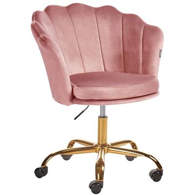 Beliani Chaise de Bureau Rose en Velours Glamour Fauteuil Coquillage Pivotant Monticello II - Publicité Beliani Chaise de Bureau Rose en Velours Glamour Fauteuil Coquillage Pivotant Monticello II - Publicité
