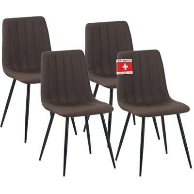 Albatros Garda Lot de 4 chaises de salle à manger rembourrées avec housse en tissu, marron, design vintage élégant, charge maximale : 110 kg, pour cuisine, salle à manger ou table à manger - Publicité Albatros Garda Lot de 4 chaises de salle à manger rembourrées avec housse en tissu, marron, design vintage élégant, charge maximale : 110 kg, pour cuisine, salle à manger ou table à manger - Publicité