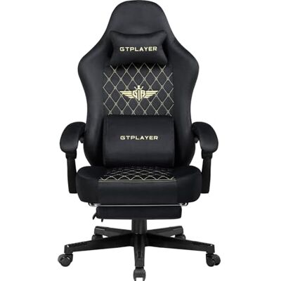 GTPLAYER Chaise de Gaming Ergonomique en Tissu Charge maximale : 150 kg Réglable et rotative avec Coussin d'assise à Ressort et Repose-Pieds Noir - Publicité GTPLAYER Chaise de Gaming Ergonomique en Tissu Charge maximale : 150 kg Réglable et rotative avec Coussin d'assise à Ressort et Repose-Pieds Noir - Publicité