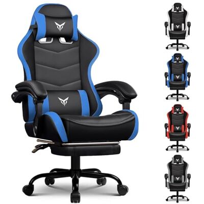 GTPLAYER Chaise Gaming Ergonomique,Chaise Bureau avec Repose-Pieds,Appui-tête et Soutien Lombaire Réglables,Fauteuil de Bureau,Hauteur Réglable,Bleu - Publicité GTPLAYER Chaise Gaming Ergonomique,Chaise Bureau avec Repose-Pieds,Appui-tête et Soutien Lombaire Réglables,Fauteuil de Bureau,Hauteur Réglable,Bleu - Publicité