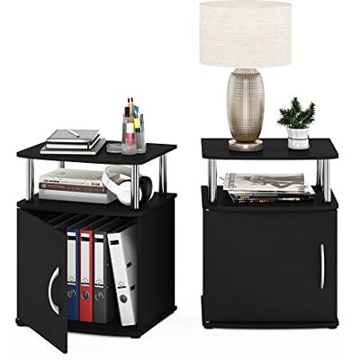 Furinno Jaya Table d'appoint Design Utilitaire, Bois d'ingénierie, Americano/Acier Inoxydable, Paquet de 2 - Publicité Furinno Jaya Table d'appoint Design Utilitaire, Bois d'ingénierie, Americano/Acier Inoxydable, Paquet de 2 - Publicité