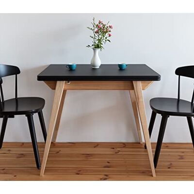 Ragaba Table à manger pliable en bois FSC 90/130 x H76 x P65 cm pour 4 à 6 personnes Revêtement anti-traces de doigts Anti-rayures - Publicité Ragaba Table à manger pliable en bois FSC 90/130 x H76 x P65 cm pour 4 à 6 personnes Revêtement anti-traces de doigts Anti-rayures - Publicité