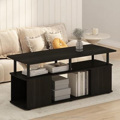 Furinno Jaya Table Basse, Table Basse rectangulaire Moderne avec étagère Ouverte, Table d'appoint avec Rangement latéral, pour Salon, Chambre, Bureau, Noire - Publicité Furinno Jaya Table Basse, Table Basse rectangulaire Moderne avec étagère Ouverte, Table d'appoint avec Rangement latéral, pour Salon, Chambre, Bureau, Noire - Publicité
