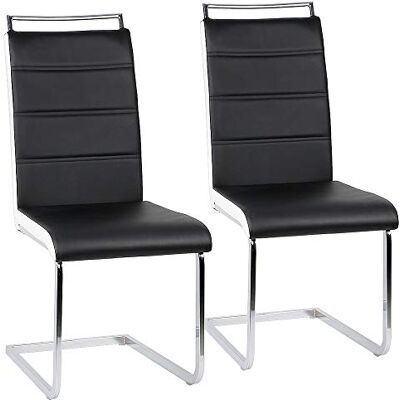 LANTUS Lot de 2 chaises de Salle à Manger ou Cuisine avec Assise rembourrée et piètement chromé,Chaise Cantilever Lot de 2 chaises, testé par SGS(4 grilles (Noir + Blanc), 2PC) - Publicité LANTUS Lot de 2 chaises de Salle à Manger ou Cuisine avec Assise rembourrée et piètement chromé,Chaise Cantilever Lot de 2 chaises, testé par SGS(4 grilles (Noir + Blanc), 2PC) - Publicité