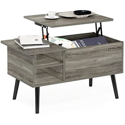 Furinno Jensen Table Basse Relevable avec Pieds en Bois, Chêne Français Gris, 48.01 (D) x 89.99 (W) x 47.60 (H) cm - Publicité Furinno Jensen Table Basse Relevable avec Pieds en Bois, Chêne Français Gris, 48.01 (D) x 89.99 (W) x 47.60 (H) cm - Publicité