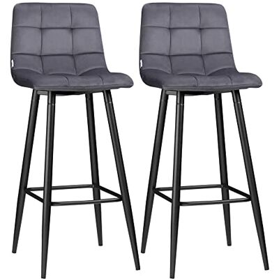 HOMCOM - 2er-Set Barhocker - Gris - Pieds en acier - Bar stools - Publicité HOMCOM - 2er-Set Barhocker - Gris - Pieds en acier - Bar stools - Publicité