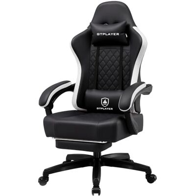 GTPLAYER Fauteuil de Jeu Ergonomique en Cuir synthétique avec Coussin à Ressorts, accoudoirs et Repose-Pieds 150 kg, Noir - Publicité GTPLAYER Fauteuil de Jeu Ergonomique en Cuir synthétique avec Coussin à Ressorts, accoudoirs et Repose-Pieds 150 kg, Noir - Publicité