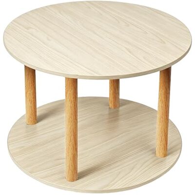 LANTUS Table d'Appoint Ronde à 2 Niveaux, Étagère Ouverte,Bouts de canapé,Salon avec Espace de Rangement caché,Tables Basses,60 x 60 x 53 cm (Érable Blanc) - Publicité LANTUS Table d'Appoint Ronde à 2 Niveaux, Étagère Ouverte,Bouts de canapé,Salon avec Espace de Rangement caché,Tables Basses,60 x 60 x 53 cm (Érable Blanc) - Publicité