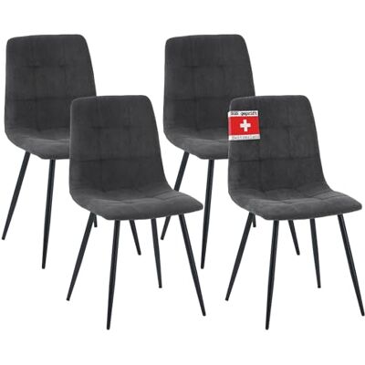 Albatros Bora Lot de 4 chaises de salle à manger rembourrées avec housse en velours anthracite Design vintage élégant Charge maximale : 110 kg Chaise de cuisine moderne Chaise de salle à - Publicité Albatros Bora Lot de 4 chaises de salle à manger rembourrées avec housse en velours anthracite Design vintage élégant Charge maximale : 110 kg Chaise de cuisine moderne Chaise de salle à - Publicité