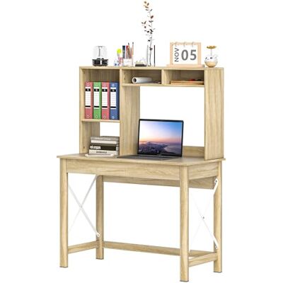 HOMCOM Bureau avec Rangement Bureau bibliothèque en Bois Moderne avec étagères et Grand Plateau pour Petits espaces Maison Chambre à Coucher, 105 x 50 x 137,5 cm, Aspect chêne - Publicité HOMCOM Bureau avec Rangement Bureau bibliothèque en Bois Moderne avec étagères et Grand Plateau pour Petits espaces Maison Chambre à Coucher, 105 x 50 x 137,5 cm, Aspect chêne - Publicité