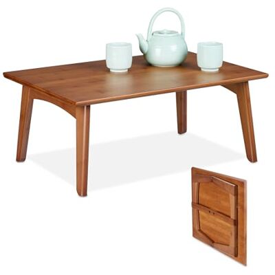 Relaxdays Table Basse, Pliable, en Bambou, Aspect Bois de Noyer, H x L x P : 25 x 60 x 40 cm, pour Le Salon, Marron - Publicité Relaxdays Table Basse, Pliable, en Bambou, Aspect Bois de Noyer, H x L x P : 25 x 60 x 40 cm, pour Le Salon, Marron - Publicité
