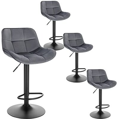 EUGAD Lot de 4 Tabourets Bar, Chaises de Bar Pivotantes, avec Repose-Pieds et Dossier, pour Bistro, Restaurant, Hauteur Réglable, en Velours, Gris Foncé - Publicité EUGAD Lot de 4 Tabourets Bar, Chaises de Bar Pivotantes, avec Repose-Pieds et Dossier, pour Bistro, Restaurant, Hauteur Réglable, en Velours, Gris Foncé - Publicité