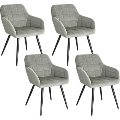 WOLTU Lot de 4 Chaise de Salle à Manger,Velours,Gris Chaise avec Accoudoir Haut Rembourré, Pieds en Métal, pour Salle à Manger, Salon et Chambre - Publicité WOLTU Lot de 4 Chaise de Salle à Manger,Velours,Gris Chaise avec Accoudoir Haut Rembourré, Pieds en Métal, pour Salle à Manger, Salon et Chambre - Publicité