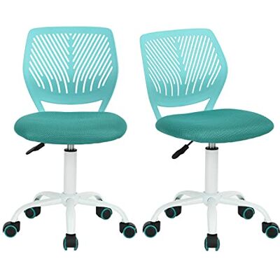 FurnitureR 2pcs Colourful Chair. Siège D'ordinateur Moderne et Réglable. Chaise de Travail Pivotante sans Accoudoir. Chaise de Bureau pour Enfants, Turquoise - Publicité FurnitureR 2pcs Colourful Chair. Siège D'ordinateur Moderne et Réglable. Chaise de Travail Pivotante sans Accoudoir. Chaise de Bureau pour Enfants, Turquoise - Publicité