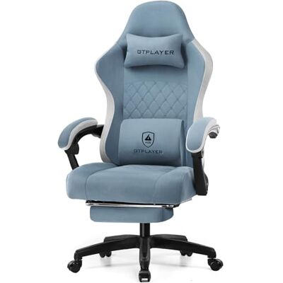 GTPLAYER Chaise de Gaming, Chaise de Bureau avec Coussin à Ressorts ensachés, accoudoirs et Repose-Pieds articulés, Chaise d'ordinateur Ergonomique à Dossier Haut -Support Lombaire, Supporte 150 kg - Publicité GTPLAYER Chaise de Gaming, Chaise de Bureau avec Coussin à Ressorts ensachés, accoudoirs et Repose-Pieds articulés, Chaise d'ordinateur Ergonomique à Dossier Haut -Support Lombaire, Supporte 150 kg - Publicité