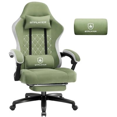 GTPLAYER Chaise de Gaming en Tissu avec Coussin à Ressorts ensachés Ergonomique Pivotante avec Repose-Pieds Charge maximale : 150 kg Vert - Publicité GTPLAYER Chaise de Gaming en Tissu avec Coussin à Ressorts ensachés Ergonomique Pivotante avec Repose-Pieds Charge maximale : 150 kg Vert - Publicité