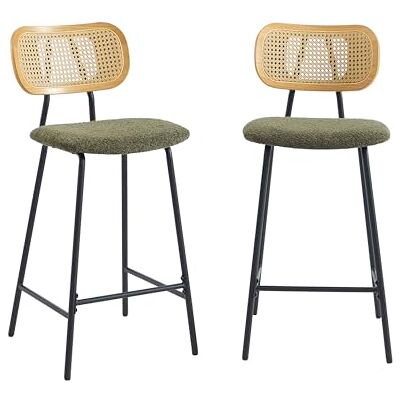 BAÏTA Lot de 2 tabourets Tina Tissu Bouclette Vert - Publicité BAÏTA Lot de 2 tabourets Tina Tissu Bouclette Vert - Publicité