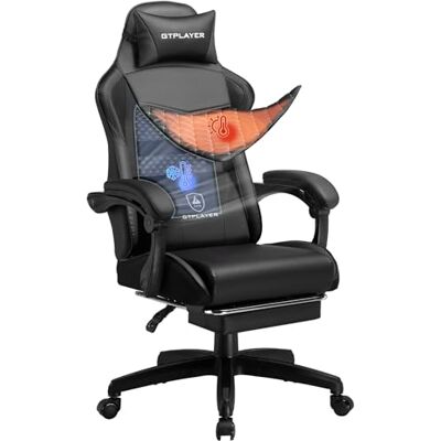 GTPLAYER Chaise Gaming, Chaise de Bureau Ergonomique Réglable en Hauteur, Utilisable en Hiver et en Été, avec Dossier Double, Repose-Pieds, Housse Amovible et Support Lombaire, Supporte 150 kg, Noir - Publicité GTPLAYER Chaise Gaming, Chaise de Bureau Ergonomique Réglable en Hauteur, Utilisable en Hiver et en Été, avec Dossier Double, Repose-Pieds, Housse Amovible et Support Lombaire, Supporte 150 kg, Noir - Publicité