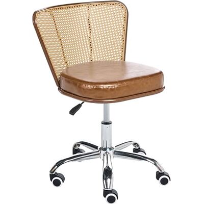 Beliani Chaise de Bureau Retro en Cuir PU et Rotin PE Tresse Viennoise Dossier Pivotant Réglable Marron Roswell - Publicité Beliani Chaise de Bureau Retro en Cuir PU et Rotin PE Tresse Viennoise Dossier Pivotant Réglable Marron Roswell - Publicité