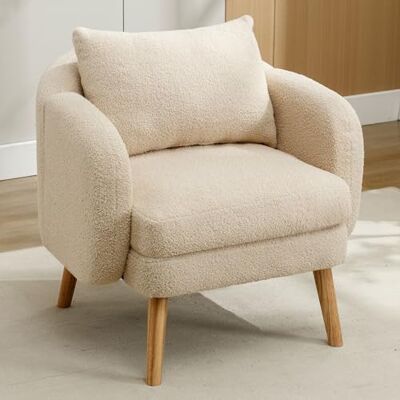 BTM Chaises Simples en Teddy, fauteuils décontractés, fauteuils Simples avec Rembourrage, fauteuils avec Rembourrage Extra épais, Pieds en Bois Massif - Publicité BTM Chaises Simples en Teddy, fauteuils décontractés, fauteuils Simples avec Rembourrage, fauteuils avec Rembourrage Extra épais, Pieds en Bois Massif - Publicité