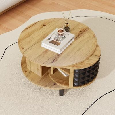 BTM Table Basse Ronde avec Plateau de Rangement Rotatif, Table Basse Salon Ronde avec Rangement Caché, Table d’appoint en Bois, Pieds en Plastique, 85x80x45cm, Bois et Noir - Publicité BTM Table Basse Ronde avec Plateau de Rangement Rotatif, Table Basse Salon Ronde avec Rangement Caché, Table d’appoint en Bois, Pieds en Plastique, 85x80x45cm, Bois et Noir - Publicité