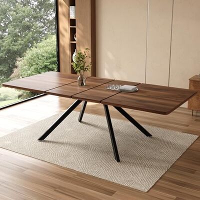 Merax Table à manger extensible 160/200/240 × 90 cm, rectangulaire, pour 6 à 10 personnes, pieds en métal, extensible sur 3 niveaux, stable, design moderne de salle à manger et de cuisine, couleur - Publicité Merax Table à manger extensible 160/200/240 × 90 cm, rectangulaire, pour 6 à 10 personnes, pieds en métal, extensible sur 3 niveaux, stable, design moderne de salle à manger et de cuisine, couleur - Publicité
